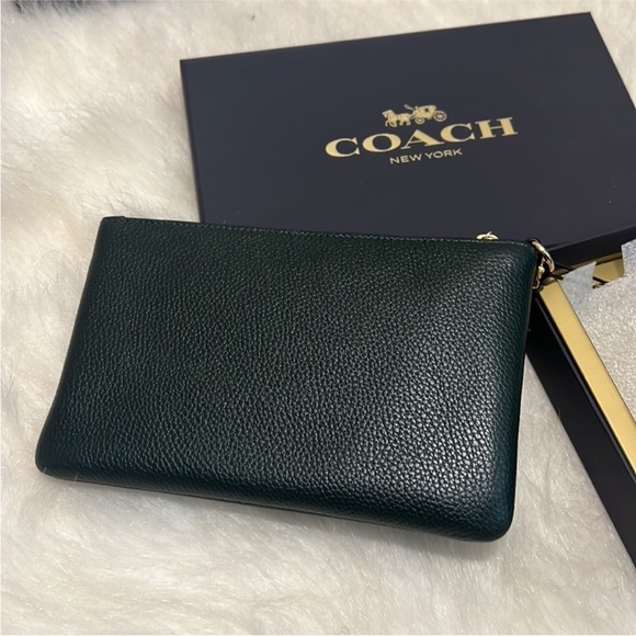 COACH Box Program Polished Pebble Small Wristlet - Picture 6 of 12